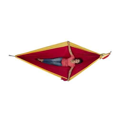 TTTM double túrafüggőágy aranysárga-bordó 2x5m ajándék kötéllel