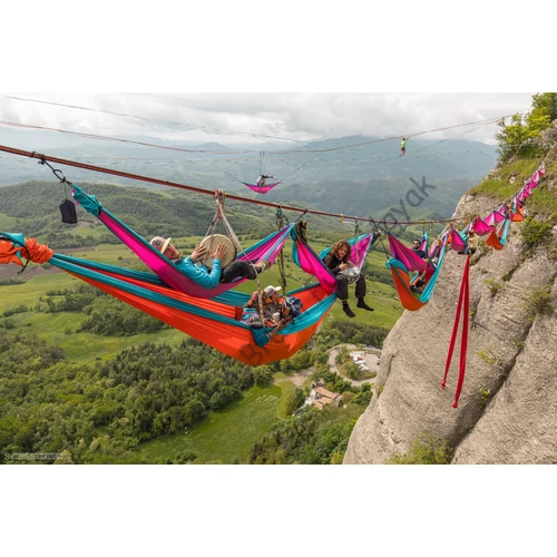 TTTM double túrafüggőágy aranysárga-bordó 2x5m ajándék kötéllel